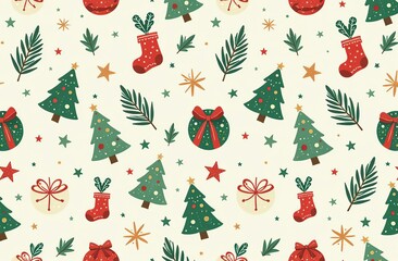 Seamless pattern of Christmas images 