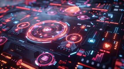 Futuristic Digital Interface with Neon Accents