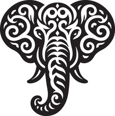 Fototapeta premium Elephant head silhouette black vector clipart design