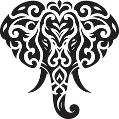 Elephant head silhouette black vector clipart design