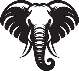 Fototapeta premium Elephant head silhouette black vector clipart design