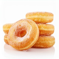 Delicious fragrant donuts isolated on white background.