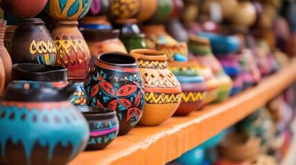 Cultural travel, close-up of traditional items in a market.