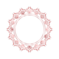 Damask Round Wreath circular round ornament rose gold floral Abstract pattern, Classic Victorian traditional style, illustration Vintage Design, Flower frames, Mandala, Antique, Moroccan frame