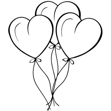 recommend clip art: A set of balloons tied with a heart Shape line art vector illustration,valentines gift.