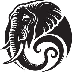 Elephant head silhouette black vector clipart design