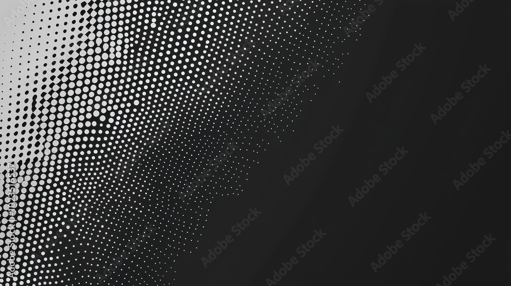 Poster a gradient blends from white to black, showcasing a scattering of dots that creates a striking visua