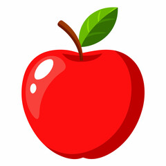 red apple with leaf