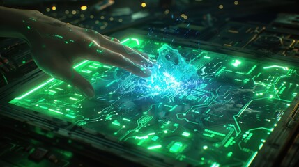 Futuristic Technology Interaction with Digital Elements