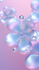 Fototapeta premium Bubbles merging abstract graphics flower.