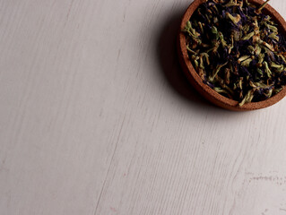 butterfly pea tea petal violet herbal antioxidant blue purple drink relax beverage photo business