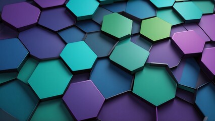 Interlocking hexagons with subtle gradients in cool tones representing digital connectivity