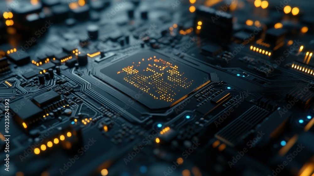 Poster illuminated circuit board with glowing leds