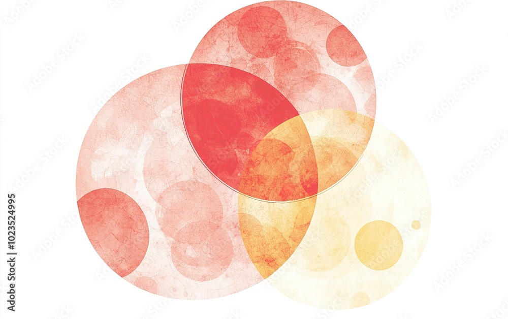 Poster abstract composition featuring overlapping circles in warm colors, creating a captivating visual eff