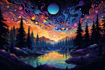 Fototapeta premium Cosmic outdoors painting nature.