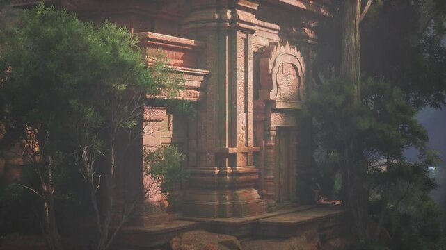 This ancient temple in Thailands dense jungle features intricate carvings and vibrant greenery, inviting exploration and reflection in its serene beauty.