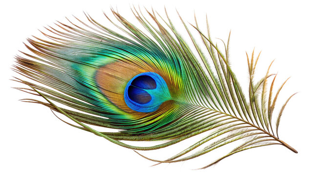 Fototapeta A peacock feather isolated on transparent background