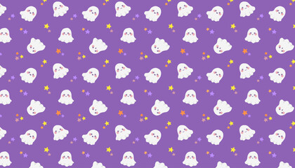 お化けと星のパターン 壁紙 ハロウィン素材