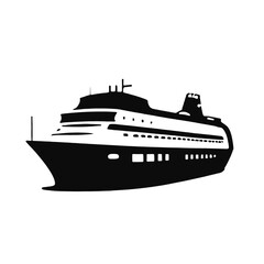 Obraz premium A black silhouette of a large cruise ship or passenger liner 