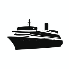 Obraz premium A black silhouette of a large cruise ship or passenger liner 