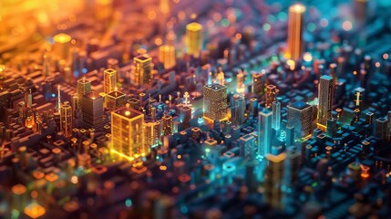 Energetic Urban Glow Vibrant Abstract Cityscape Illuminated by Energy Consumption