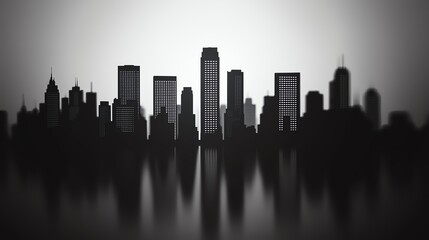 Fototapeta premium Silhouette of a city skyline against a soft gradient background, capturing urban life and architecture in a minimalist style.