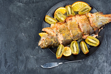 Grilled fish, healthy food.