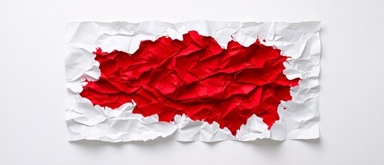 Chaos Unleashed: Red Ink Splatters on Crumpled Page in Stark Studio Symbolizing Emotional Upheaval