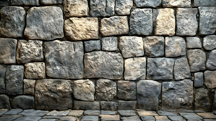 Obraz premium Stone Wall Background with Cobblestone Floor - Realistic Image