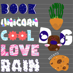 Fototapeta premium Funny and Typography Sticker pack