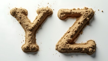 Letters Y, Z. Sand Alphabet: Creative and Natural Letter Art.