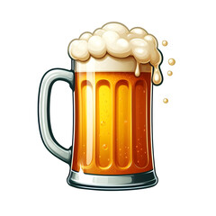 vector style single  beer mug design illustration isolated on a transparent background