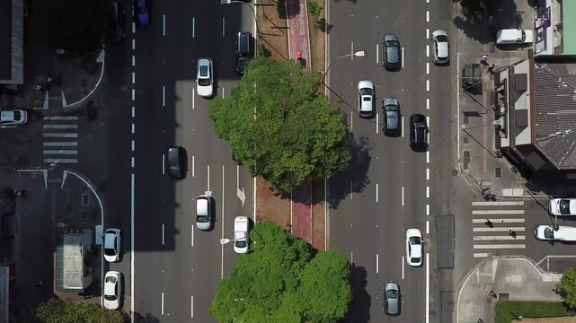 Overhead view of traffic and streets in Av. Faria Lima, S&atilde;o Paulo, Brazil