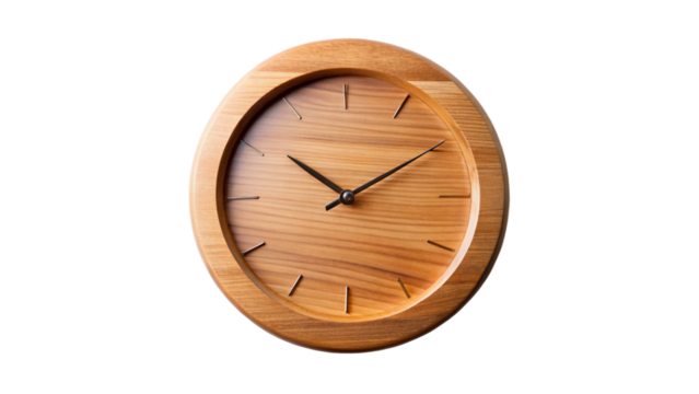 Wooden clock isolated on transparent background - Powered by Adobe