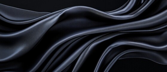 Fototapeta premium Elegance in Motion: Black Silk Fabric Draped in Mystery and Allure