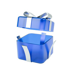 3d icon blue gift box with ribbon