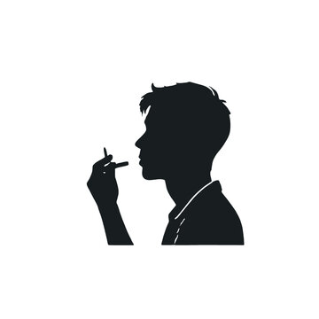 recommend clip art: A silhouette of a person smoking a cigarette