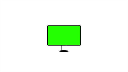 Computer monitor screen flat icon. led tv icon. Computer monitor display with green screen isolated on white background.