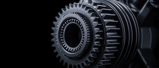 Intricate Machinery Unveiled: Macro View of Disassembled Engine Part with Darkened Edges in Studio Light