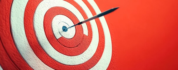 A dart hitting the bullseye on a red and white target, symbolizing success.
