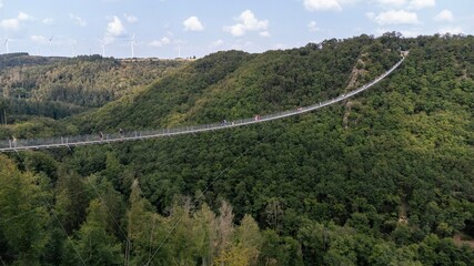 Geierlay Suspension bridge aerial photo