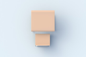 Modern school desk and chair on light gray background. Modern furniture for studying. Top view. 3d render