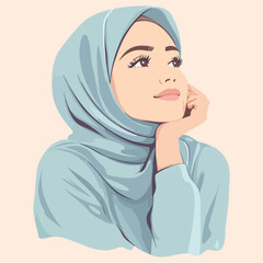 Cute Hijabi Girls in Colorful Dresses Vector Illustration
