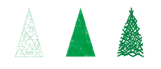 Weihnachtsbäume in 3 verschiedenen Designs - minimal und symmetrisch
