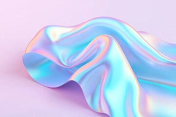 Flowing iridescent fabric on a soft pastel background.