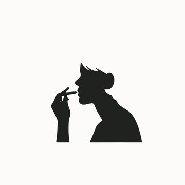 recommend clip art: A silhouette of a person smoking a cigarette