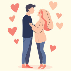 Hand-Drawn Couples in Love Vector illustration