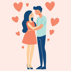 Hand-Drawn Couples in Love Vector illustration