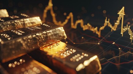 Gold Bars and Stock Market Graph