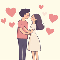 Hand-Drawn Couples in Love Vector illustration